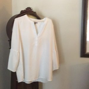 White blouse with bell sleeves